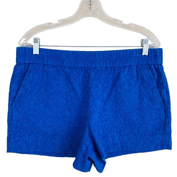 J. Crew Pants - J. Crew Cobalt Blue Floral Jacquard Stretch Waist Pull On Cotton Shorts Size 10